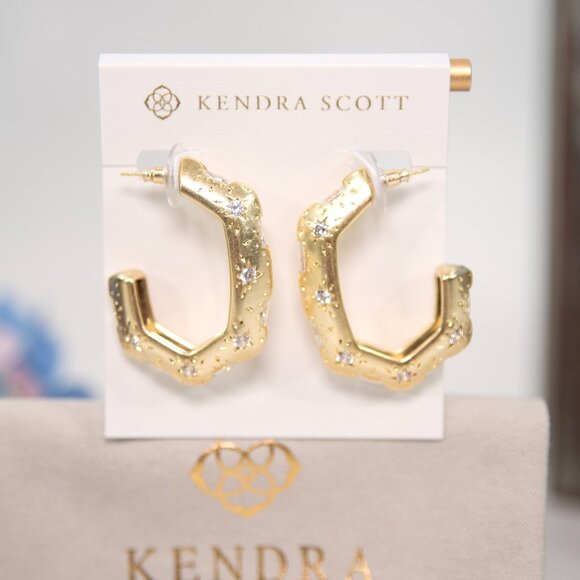 Kendra Scott Gold Holland CZ Cubic Zirconia Large Hoop Earrings NWT